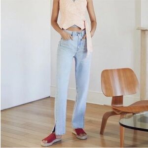 BDG Jeans Light Wash Relaxed Straight Leg Slit Split Hem 27